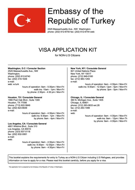 Fillable Visa Application Form Embassy Of The Republic Of Turkey