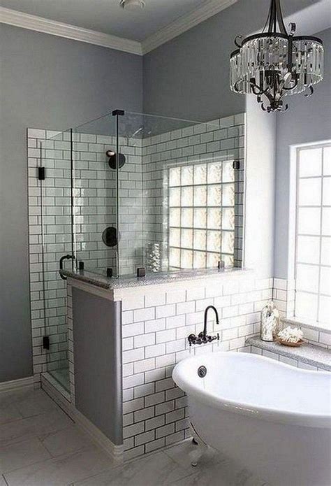 Remember when you use natural stone tiles in a bathroom, it will require regular maintenance. 72 Beautiful Urban Farmhouse Master Bathroom Makeover (With images) | Master bathroom makeover ...