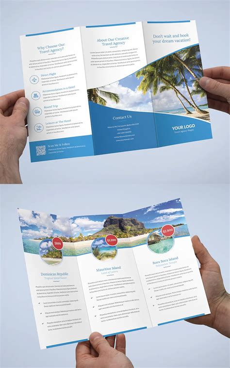 Travel Agency Tri Fold Brochure Template Trifold Brochure Design