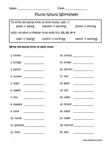 Plural Nouns Worksheets Nouns Worksheet Plural Nouns Possessive