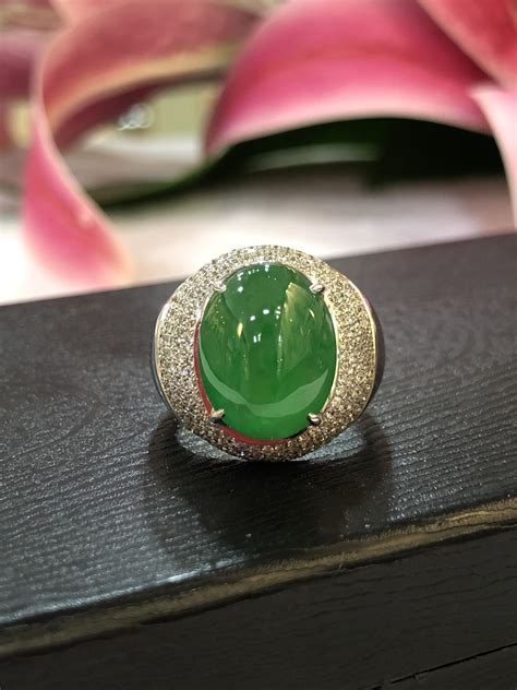 Imperial Green Jade Cabochon Ring Type A Imperial Jade Classicjade