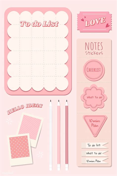 Pink Stationery Planner Set Vector Premium Image By