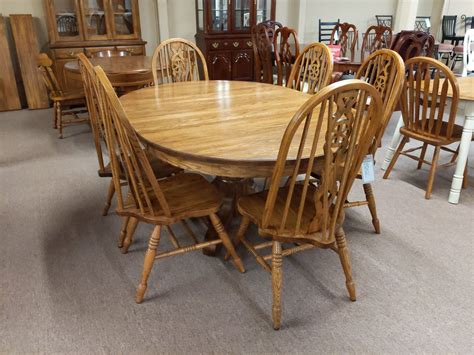 Solid Oak Dining Table 6 Chair Delmarva Furniture Consignment