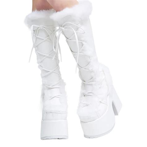 When You Put On These High Heeled Platform Boots With White Fur You