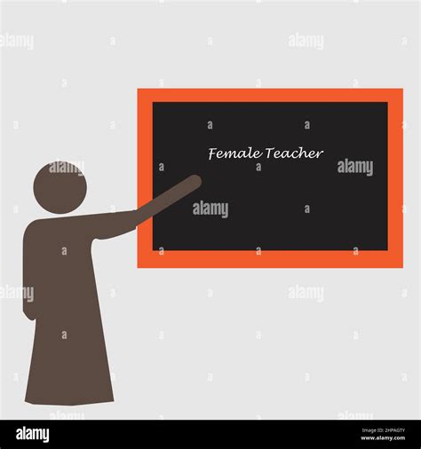 Silhouette Of A Woman Pointing To A Blackboard With The Text Female Teachers Stock Vector Image