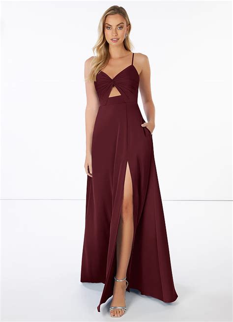 Cabernet Azazie Jenna Stretch Satin Dress Bridesmaid Dresses Azazie