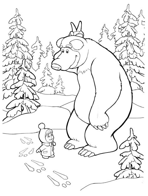 Masha and the Bear coloring pages-Coloring page printable-Kids | Etsy