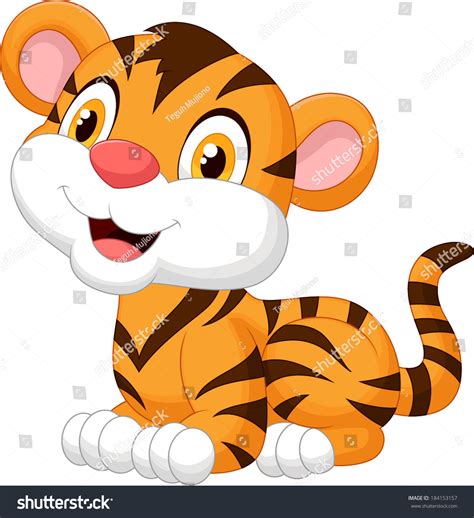Cute Baby Tiger Cartoon Stock Vector Illustration