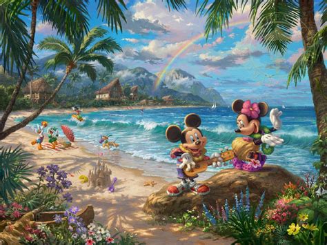 Mickey And Minnie In Hawaii Thomas Kinkade Studios Disney Art