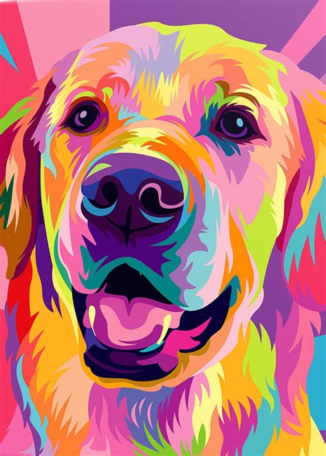Golden Retriever Pop Art Illustration In 2020 Dog Painting Pop Art