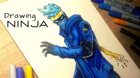 Drawing Ninja S Epic New Skin On Fortnite Speed Drawing Youtube