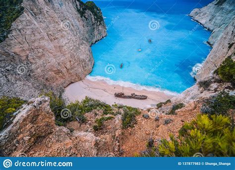 Navagio Shipwreck Beach On Zakynthos Island Greece