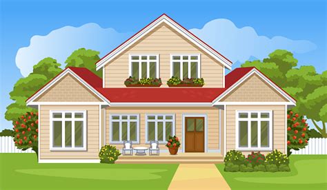 House With A Lawn Stock Illustration Download Image Now Istock