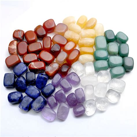 Set Of 7 Chakras Crystal Healing Tumbled Natural Stones And Minerals