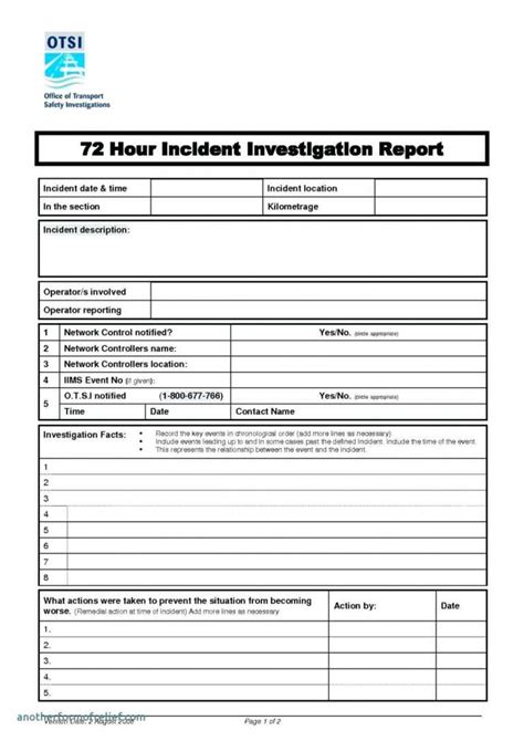 Investigation Report Template Doc
