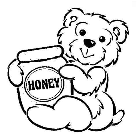 Honey Bear Hug Honey Pot Coloring Pages Coloring Sky In 2020 Bear Coloring Pages Honey Bear