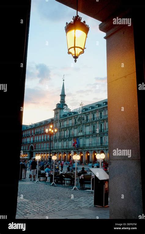 Plaza Mayor Night View Madrid Spain Stock Photo Alamy
