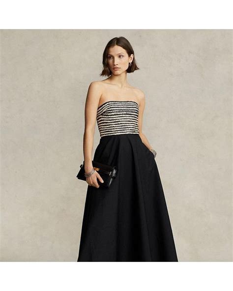 Polo Ralph Lauren Raffia Bodice Hybrid Strapless Gown In Black Lyst