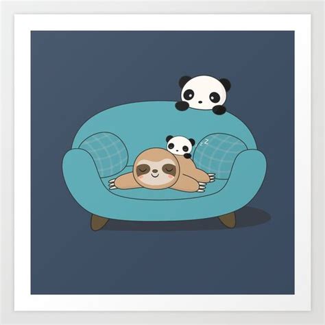 Kawaii Panda And Sloth Design Great For Sloth And Animal Lovers