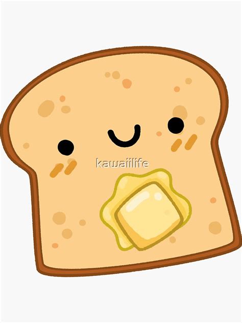 Kawaii Toast With Butter Sticker For Sale By Kawaiilife Redbubble