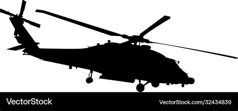 black hawk style helicopter silhouette royalty free vector