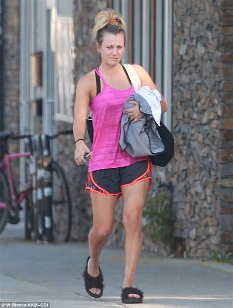 Kaley Cuoco Flashes Toned Pins In Hot Pink Workout Gear As She Leaves