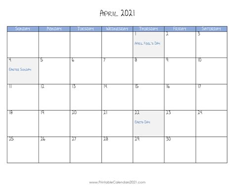 Doesn't get easier than that. Printable Calendar April 2021, Printable 2021 Calendar with Holidays