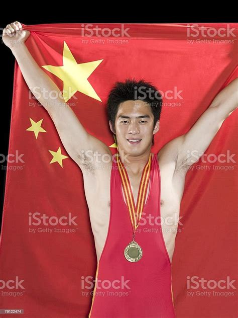 Man With Medal And Chinese Flag Stock Photo Download Image Now