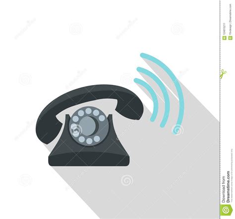Black Retro Phone Ringing Icon Flat Style Stock Illustration