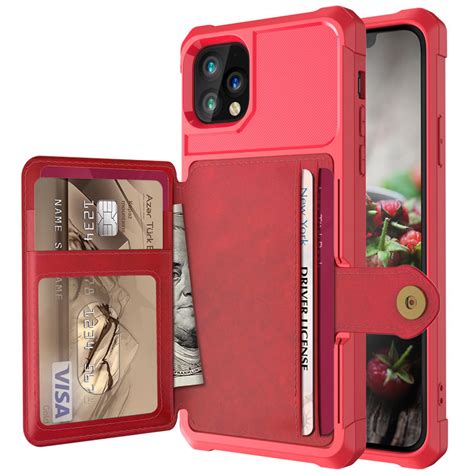 Iphone 11 Pro Max Bumper Armor Rugged Shockproof Wallet Case Red