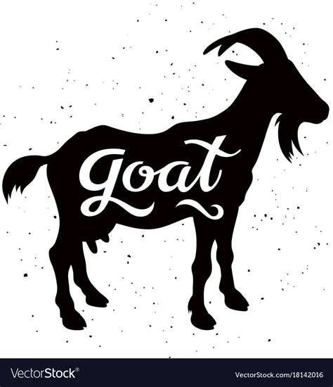 Goat Silhouette With A Calligraphic Inscription Goat On A Grunge