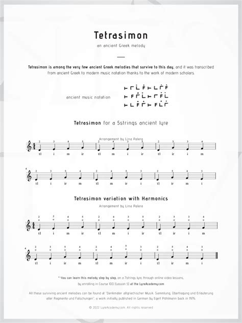 12 Easy Melodies For The 5string Lyre Or For Lyres With More Than 5