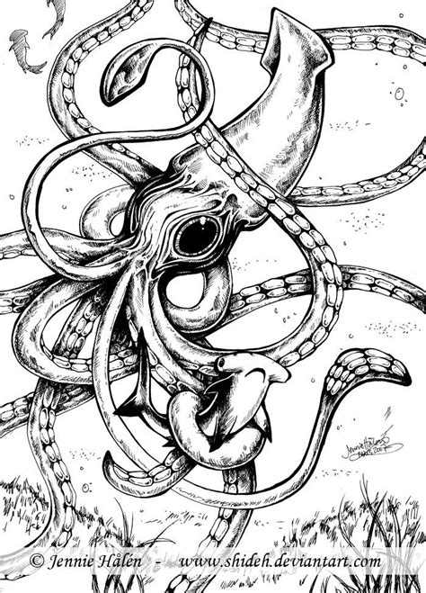 Diy riesenkalmar zum kuscheln ⋆ kotzendes einhorn. Drawing | Giant squid, Squid drawing, Squid tattoo