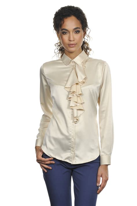 Satin Ruffle Blouse Beautiful Blouses Ruffle Blouse Fashion