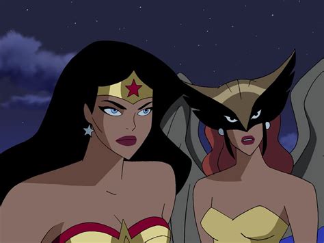 hawk girl and wonder woman from justice league the tv show batman wonder woman justice league