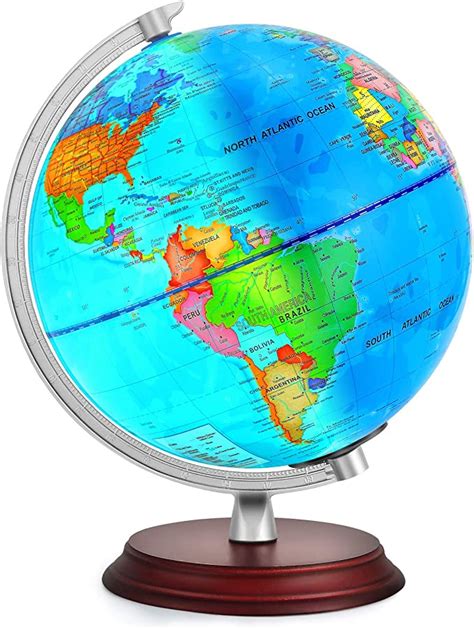Ttktk Illuminated World Globe For Kids With Wooden Standbuilt In Led