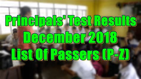Principals Test Results Nqesh December 2018 List Of Passers P Z