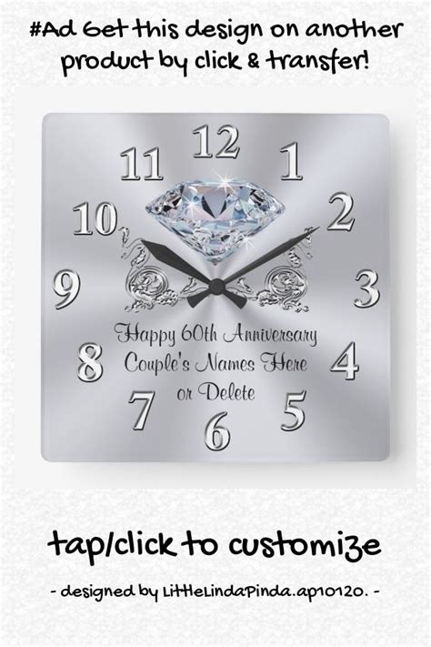 Diamond Personalized Th Anniversary Gifts Clock Zazzle Th