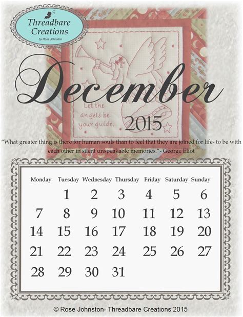 Threadbare Creations Free December Calendar