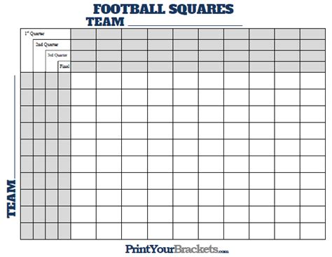 Printable Football Squares Template Pdf