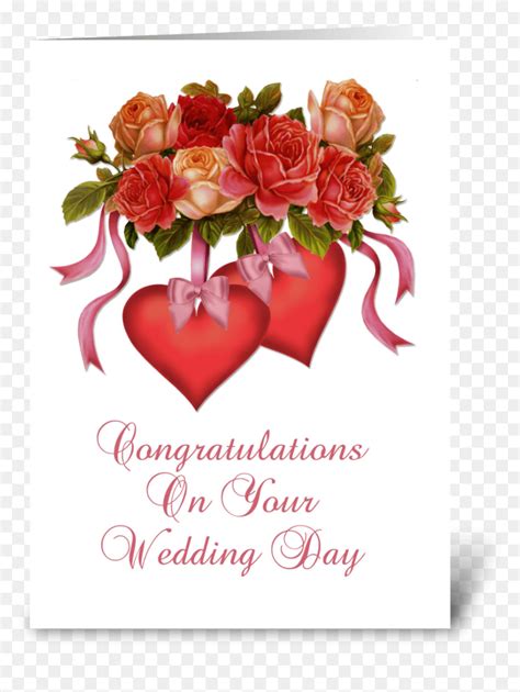 Hearts And Flowers Wedding Congratulations Greeting Card Congratulation
