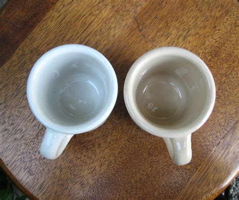 Victor Vintage Restaurant Ware Diner Coffee Mugs Tan And White Lot Of 2
