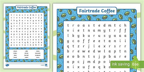 Fair Trade Coffee Word Search Teacher Made Twinkl