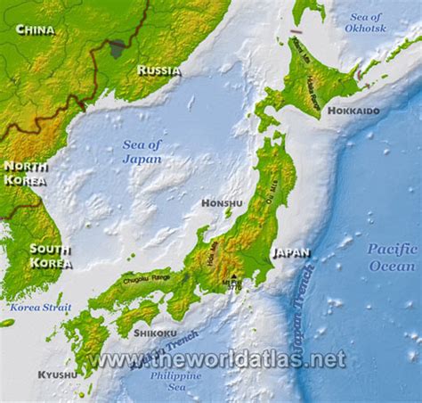 This blank map of japan can be used for locating on major cities, mountain ranges, volcanoes, population density, climatic regions etc. Ou Mountains Map