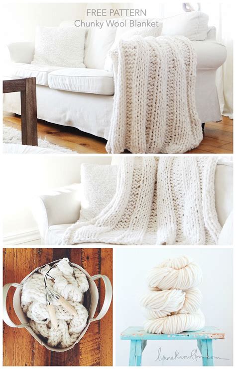 Free Pattern Hand Knit Chunky Wool Blanket Lynneknowlton