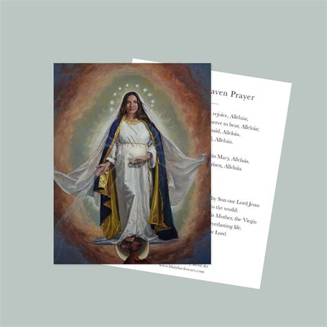 Queen Of Heaven Prayer Card Holy Card Virgin Mary Etsy