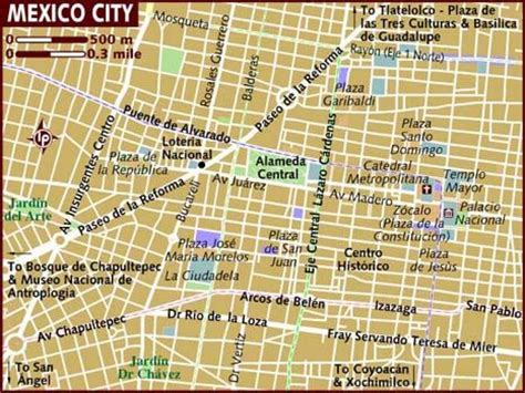 Die Middestad Van Mexico City Kaart Centro Historico Mexiko Stad