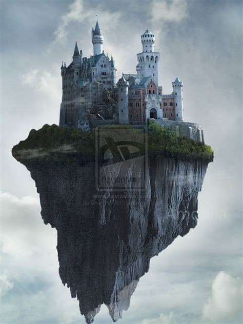 Flying Castle By Cherryaddict1 On Deviantart Paysage Fantastique Île