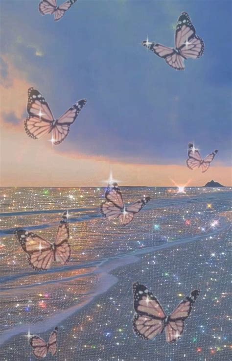 Butterfly Glitter Aesthetic Desktop Wallpaper