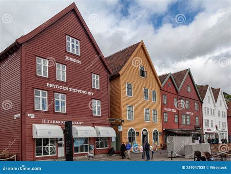 Beautiful Facades Of The Historical Bryggen Wooden Buildings In Bergen